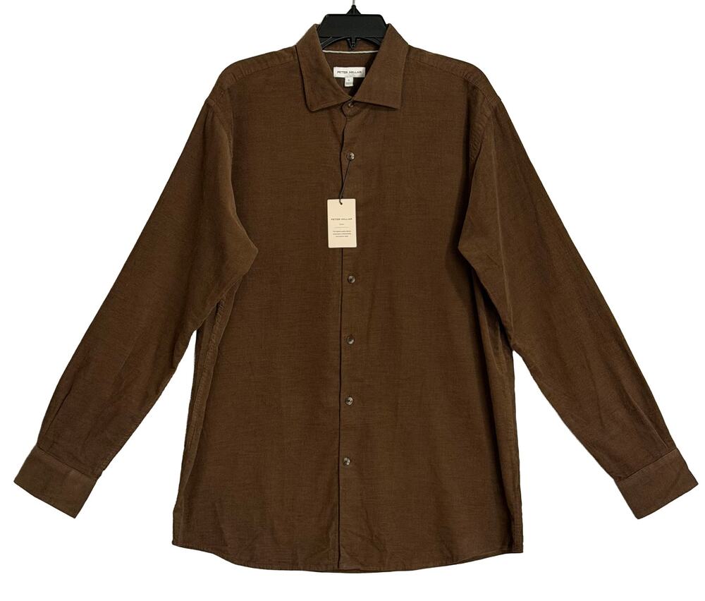 Peter Millar Cotton Cashmere Corduroy Sport Shirt Men's Large French Press NWT - Picture 1 of 12